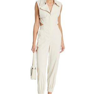 Jonathan Simkhai Raley Mixed Media Trench Jumpsuit in Birch